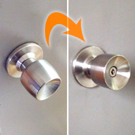 鍵なしから鍵ありのドアノブへ交換